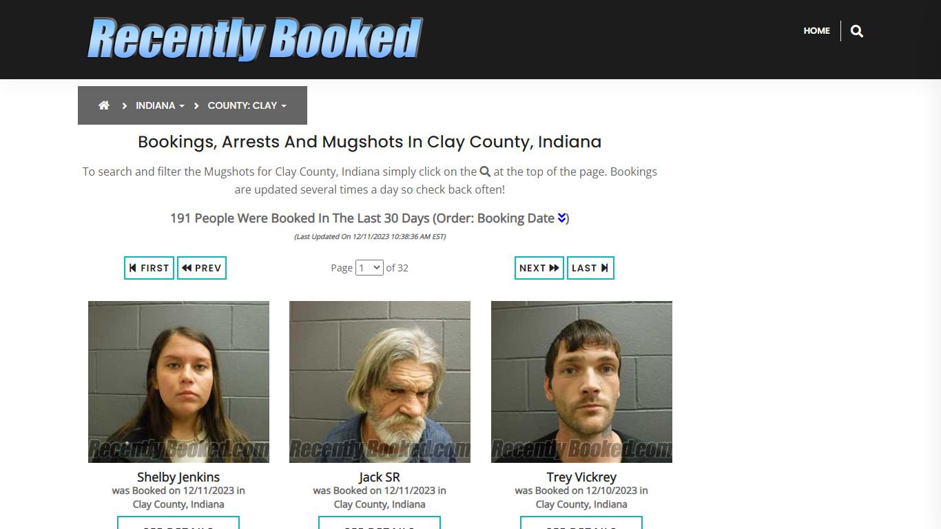 Recent bookings, Arrests, Mugshots in Clay County, Indiana